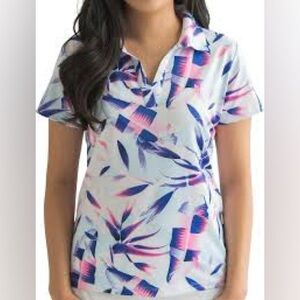 Yatta Golf polo performance polo Women's "Tropical Twilight" print Size Large